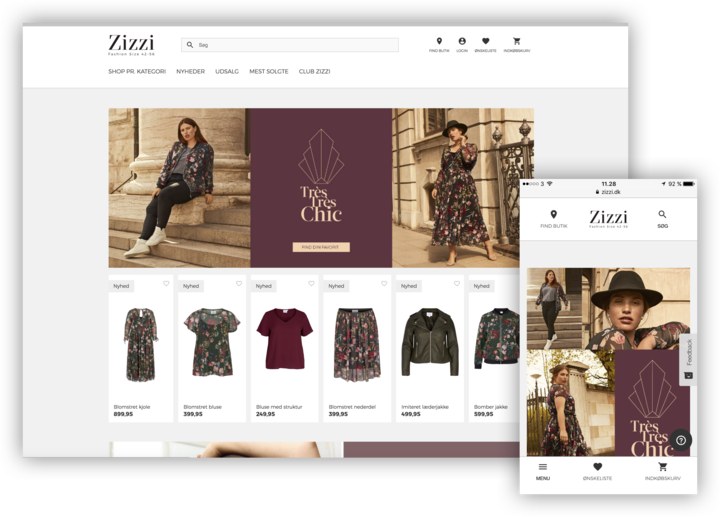 Redesign of Zizzi's international webshop